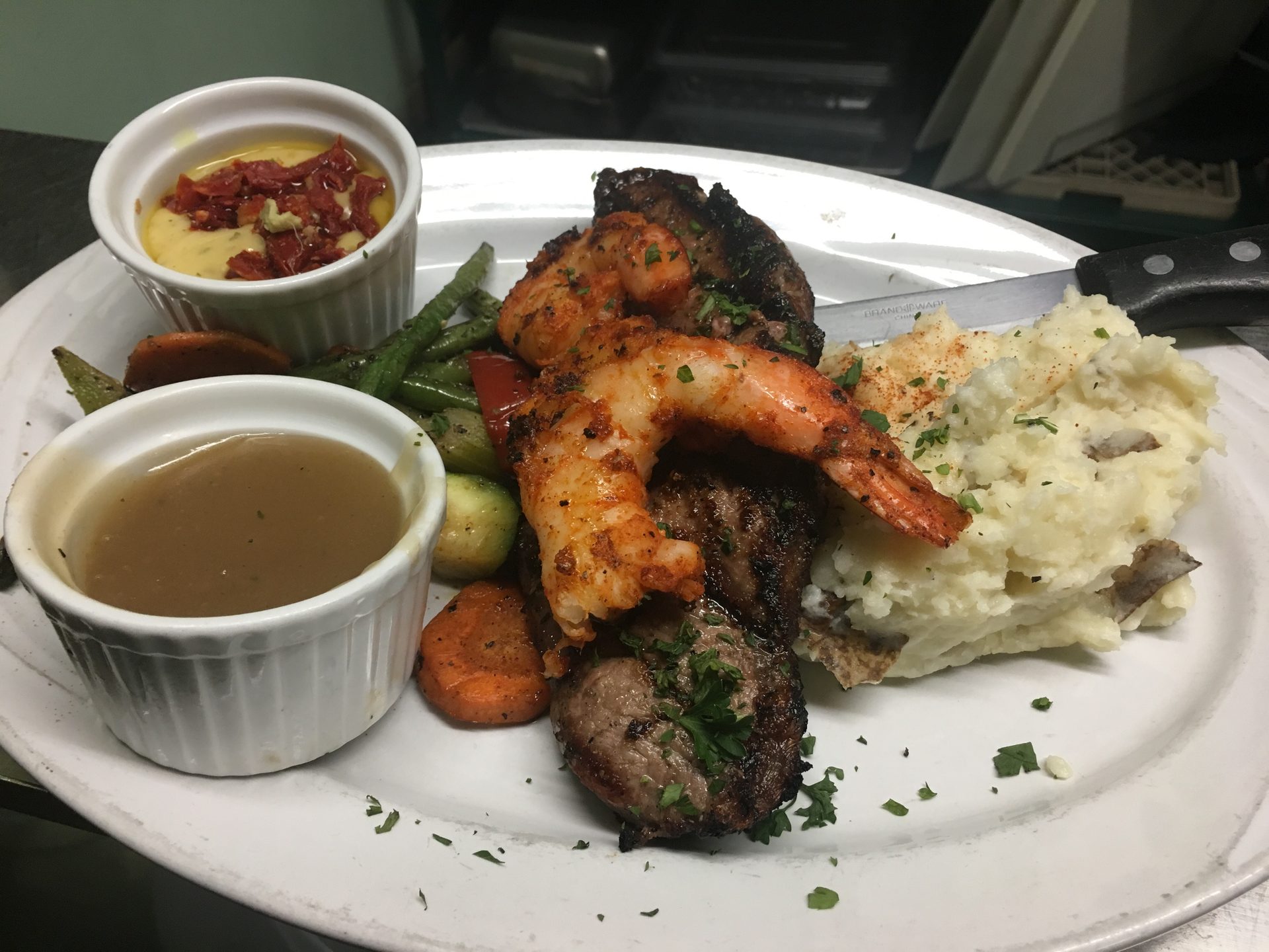 Surf and turf — steak and seafood at The Polo Inn